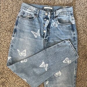 PacSun High Rise Denim Jeans with Butterfly Print